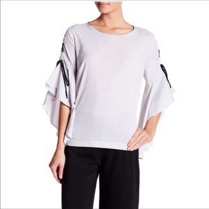 Harlowe and Graham Lace Up Bell Sleeve Top